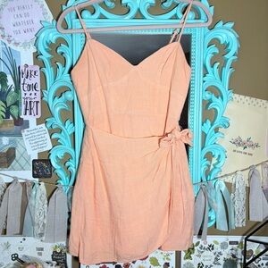 GB Light Orange Wrap Mini Dress Sundress Women’s Sz.S Knot Waist Gianni Bini